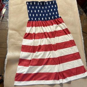 Strapless American flag sun dress - smocking on top- run small